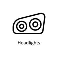 Headlights Vector     Outline Icons. Simple stock illustration stock