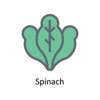 Spinach Vector Fill Outline Icons. Simple stock illustration stock