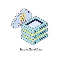 Secure Cloud Data Vector Isometric Icons. Simple stock illustration