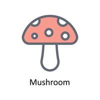 Mushroom Vector Fill Outline Icons. Simple stock illustration stock