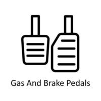 Gas And Brake Pedals Vector     Outline Icons. Simple stock illustration stock