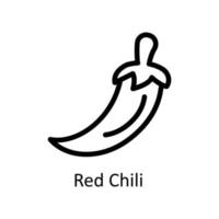 Red Chili Vector      outline Icons. Simple stock illustration stock
