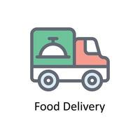 Food Delivery Vector     Fill outline Icons. Simple stock illustration stock