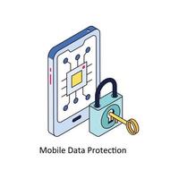 Mobile Data Protection Vector Isometric Icons. Simple stock illustration