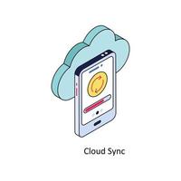cloud sync Vector Isometric Icons. Simple stock illustration