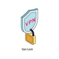 vpn bloquear vector isométrica iconos sencillo valores ilustración