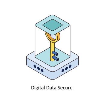 Digital Data Secure Vector Isometric Icons. Simple stock illustration