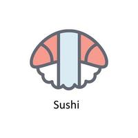 Sushi  Vector     Fill outline Icons. Simple stock illustration stock