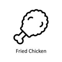 frito pollo vector contorno iconos sencillo valores ilustración valores