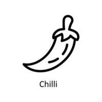 Chilli  Vector  Outline Icons. Simple stock illustration stock