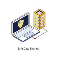 Safe Data Sharing Vector Isometric Icons. Simple stock illustration