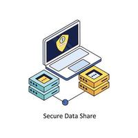 Secure Data Share Vector Isometric Icons. Simple stock illustration