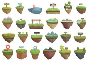 Metaverse land icons set cartoon vector. Vr property vector