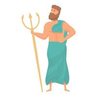 Poseidon icon cartoon vector. Greek god vector