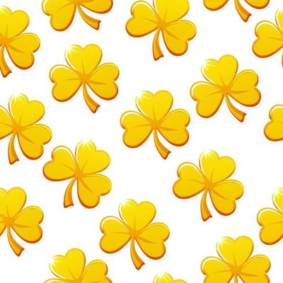 Seamless pattern of golden shamrock or clover. Seamless background for St. Patrick day. Lucky background.