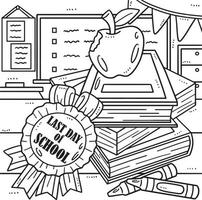 Last Day of Pre K Books Apple Coloring Page vector