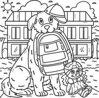Last Day of Pre K Dog Holding School Bag Coloring vector