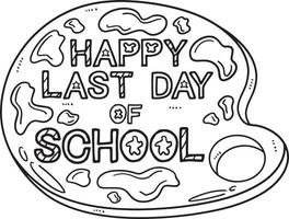 Happy Last Day of School Isolated Coloring Page vector