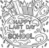 Happy Last Day of School Coloring Page for Kids vector