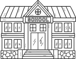 School Building Isolated Coloring Page for Kids vector