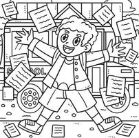 Last Day of School Student Coloring Page for Kids vector