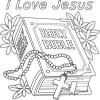 Christian I Love Jesus Coloring Page for Kids vector