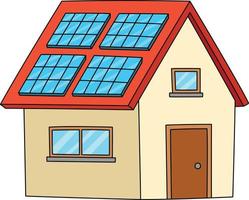 Solar Panel House Cartoon Colored Clipart vector