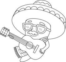 Cinco de Mayo Jalapeno Isolated Coloring Page vector