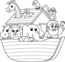 Noahs Ark Isolated Coloring Page for Kids vector