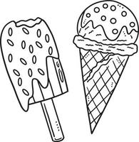 Ice Cream Isolated Coloring Page for Kids vector