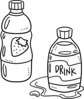 Bottled Water and Juice Isolated Coloring Page vector