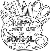 Happy Last Day of School Isolated Coloring Page vector