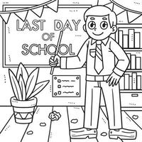 Last Day of School Teacher Coloring Page for Kids vector