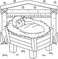 Christian Baby Jesus Coloring Page for Kids vector
