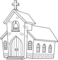 Christian Church Isolated Coloring Page for Kids vector