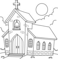 iglesia cristiana para colorear para niños vector