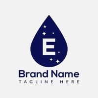 Initial Letter E Wash Logo, Drop and Wash Combination. Drop logo, Wash, Clean, Fresh, Water Template vector