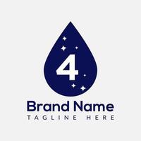 Initial Letter 4 Wash Logo, Drop and Wash Combination. Drop logo, Wash, Clean, Fresh, Water Template vector