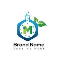 Eco Lab Logo On Letter M Template. Eco Lab On M Letter, Initial Eco Lab, Leaf, Nature, Green Sign Concept vector