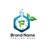 Eco Lab Logo On Letter F Template. Eco Lab On F Letter, Initial Eco Lab, Leaf, Nature, Green Sign Concept vector