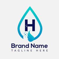 inicial letra h lavar logo, soltar y lavar combinación. soltar logo, lavar, limpio, fresco, agua modelo vector