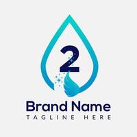 Initial Letter 2 Wash Logo, Drop and Wash Combination. Drop logo, Wash, Clean, Fresh, Water Template vector