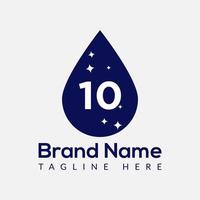 Initial Letter 10 Wash Logo, Drop and Wash Combination. Drop logo, Wash, Clean, Fresh, Water Template vector