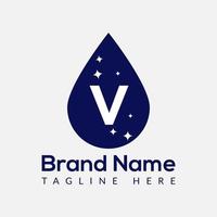 Initial Letter V Wash Logo, Drop and Wash Combination. Drop logo, Wash, Clean, Fresh, Water Template vector