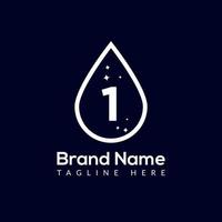 Initial Letter 1 Wash Logo, Drop and Wash Combination. Drop logo, Wash, Clean, Fresh, Water Template vector