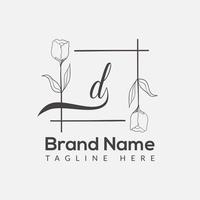 Premium letter D logo icon design. Luxury jewelry frame gem edge logotype. Beauty, Fashion, Spa icon, Floral logo design vector