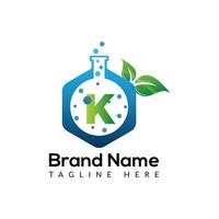 Eco Lab Logo On Letter K Template. Eco Lab On K Letter, Initial Eco Lab, Leaf, Nature, Green Sign Concept vector