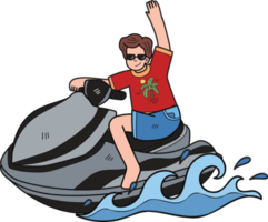 touristes sont en jouant jet des skis dans le mer illustration dans griffonnage style png