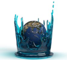värld vatten dag flytande vatten falla släppa planet jord global blå grön Färg ekologi miljö rena liv energi friskhet kampanj liten droppe medvetenhet skydd hav hälsa vård medicinsk aqua.3d framställa png