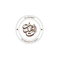 Allah's Name with meaning in Arabic Calligraphy Style vector